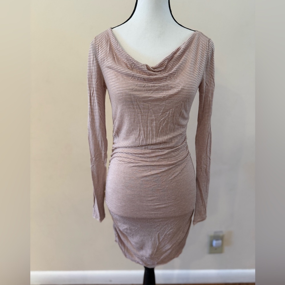 Free People Intimately Red and White cowl neck dress